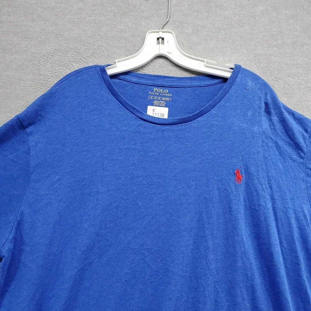 Polo Ralph Lauren Men Shirt XL Blue Logo‎ Embroidered Short Sleeve Crew Neck